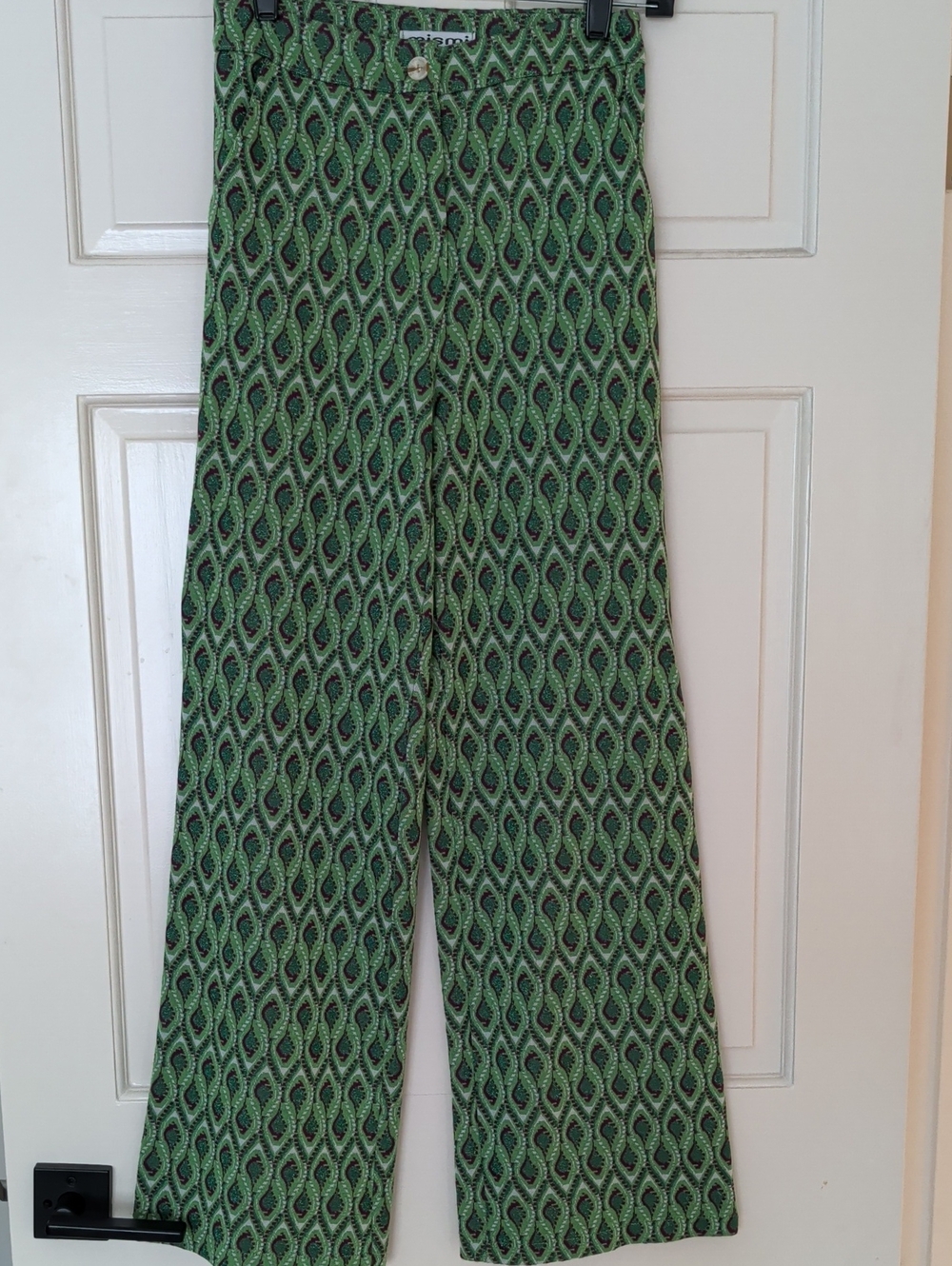 Green Patterned Wide-Leg Pants